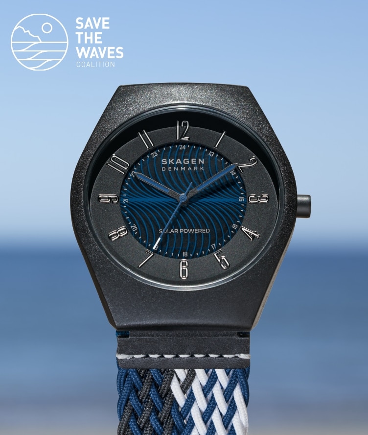 Image of a watch designed with components made from ocean-bound plastic waste