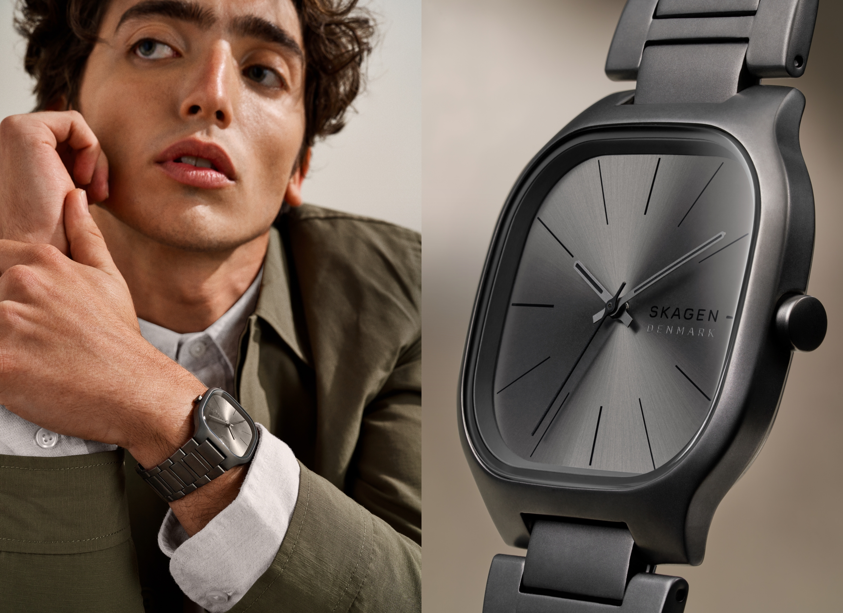Model wearing the men's Mellem watch