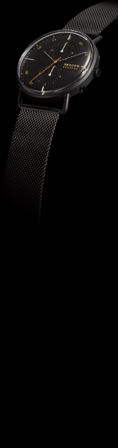 skagen watch on a black background