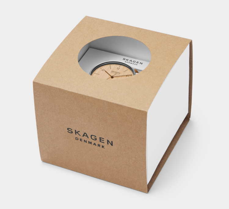 Image of a watch in Skagen packaging.