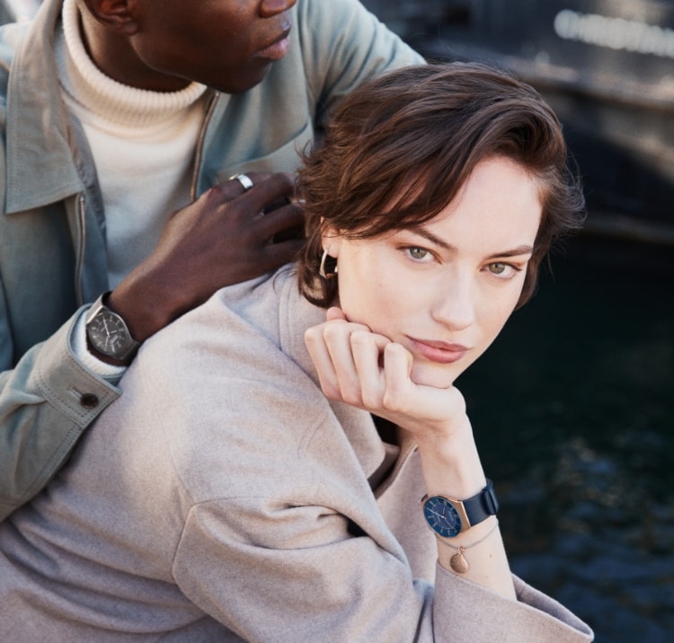Image of a woman wearing Skagen watches and jewellery