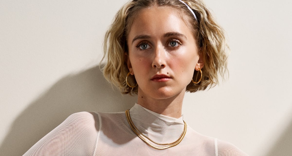 Model wearing the new Moderne Stak jewelry