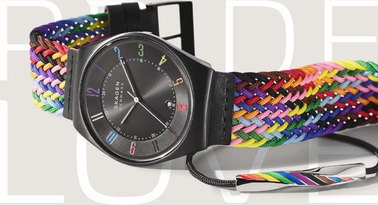 Bild einer Pride Uhr und eines Pride Armbands