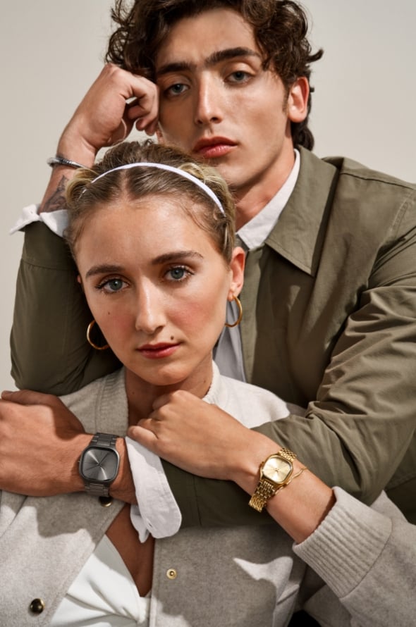 Two models wearing the new Mellem watches
