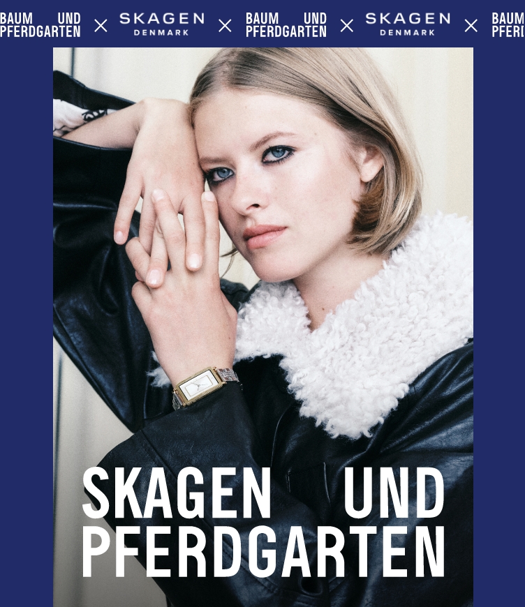 Image of a model wearing accessories from the Baum und Pferdgarten x Skagen collaboration
