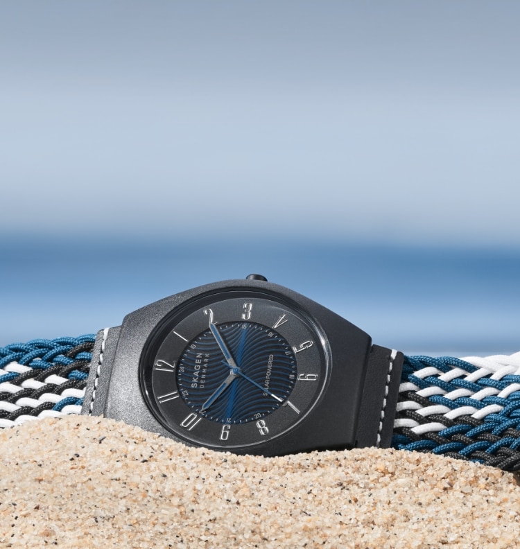 Image of Skagen's Save the Waves collection on the beach