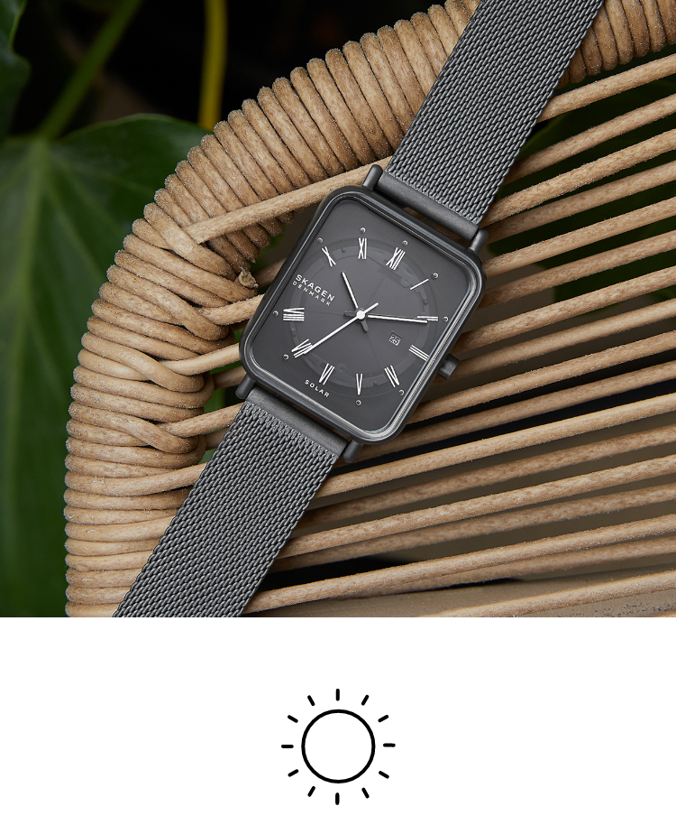 Ryle Solar-Powered Charcoal Stainless Steel Mesh Watch SKW3000 
