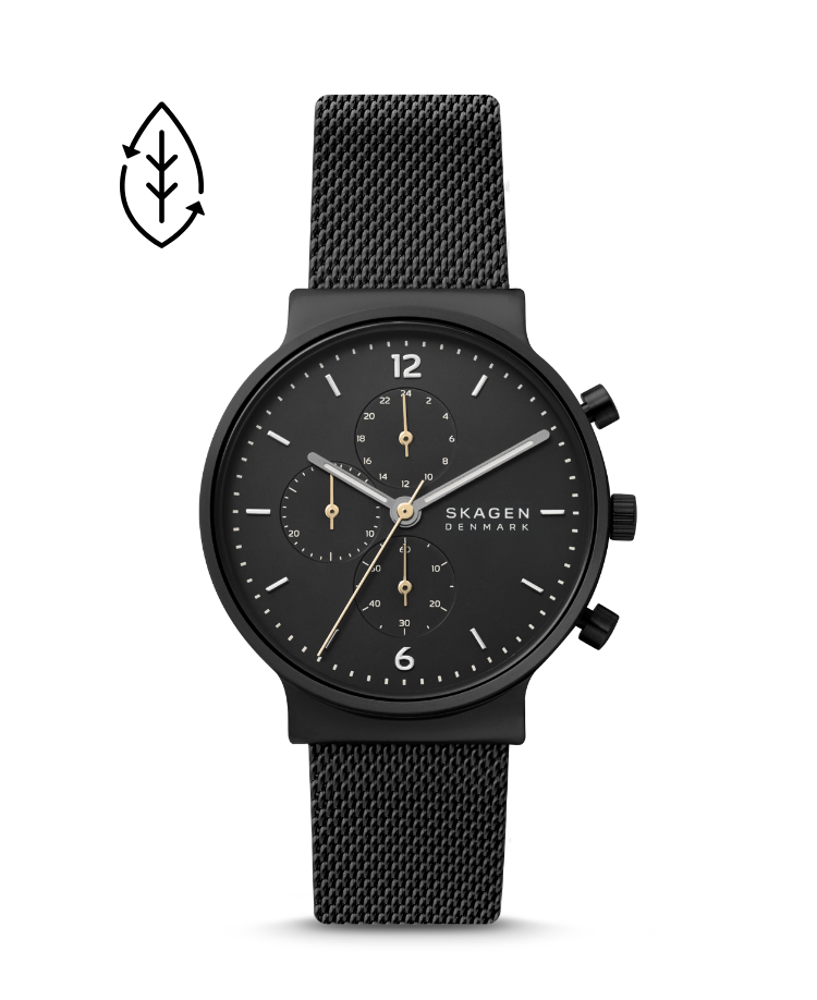 LiteHide™ Skagen Watch Chronograph Espresso SKW6765 Leather - Ancher