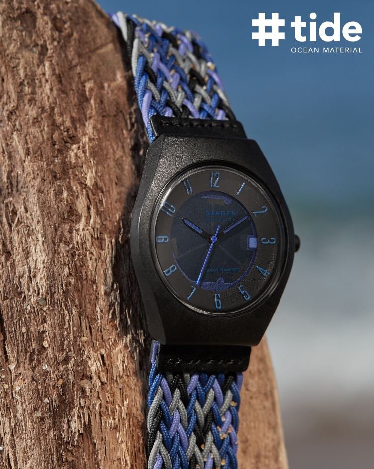Image of a watch designed with components made from ocean-bound plastic waste