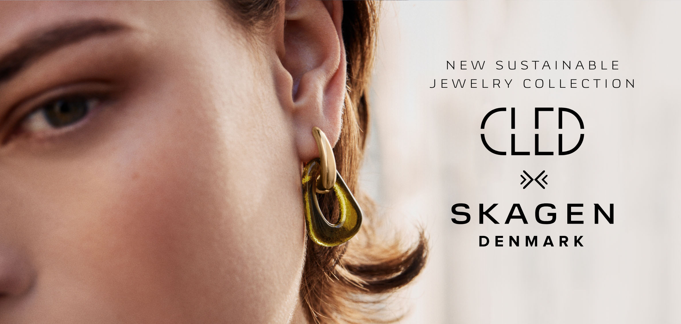 CLED x Skagen Header Image of a woman wearing earrings