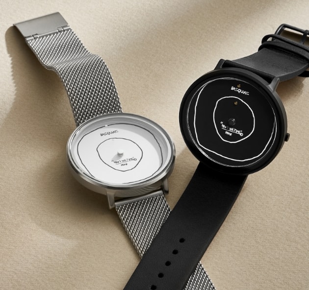 Rotating GIFs highlighting the Basquiat x Skagen collection