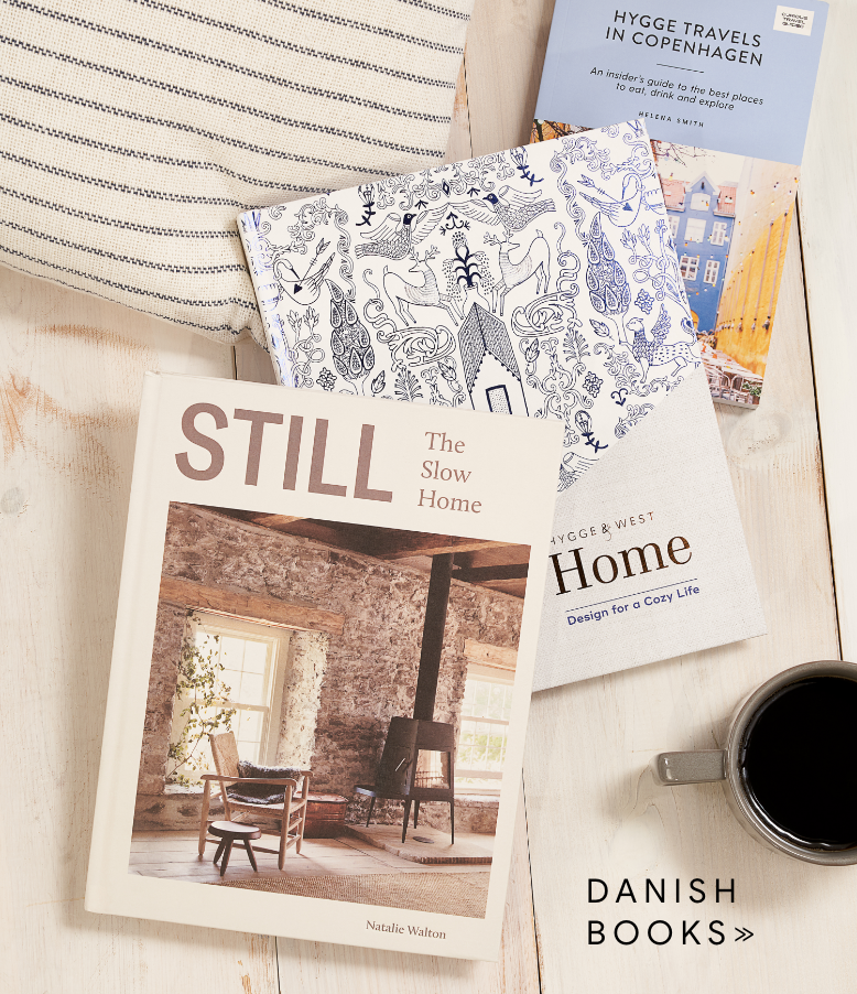 a stack of danish books