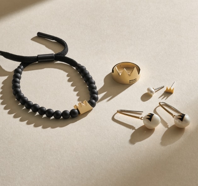 Rotating GIFs highlighting the Basquiat x Skagen collection