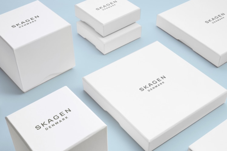 A collection of white Skagen boxes