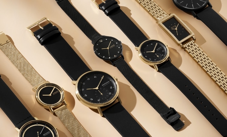 Images of Skagen black and gold watches