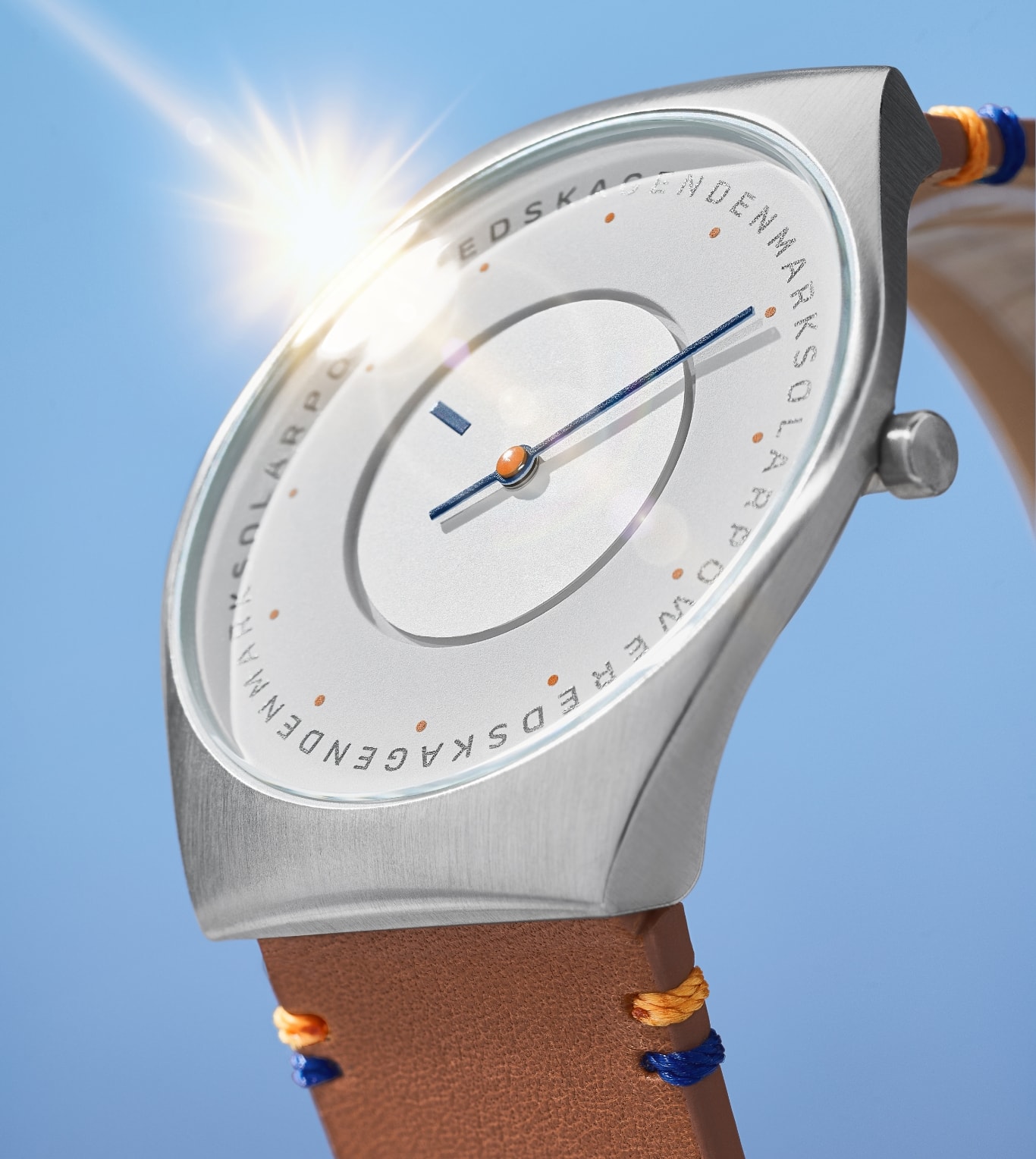 Hero image of a solar-powered Skagen watch