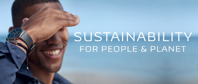 Image of a man by the ocean. Sustainability for People & Planet