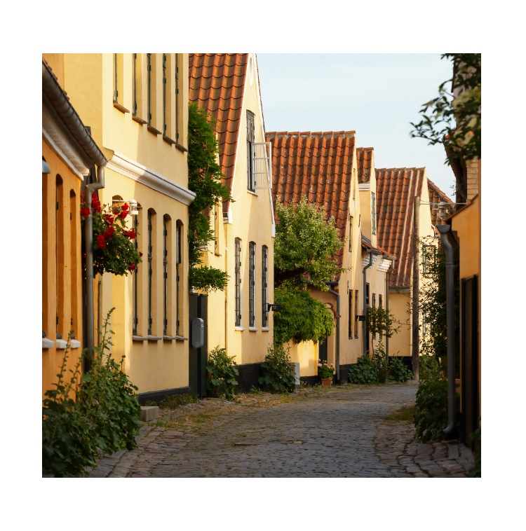 Bild einer ruhigen Straße in Kopenhagen.