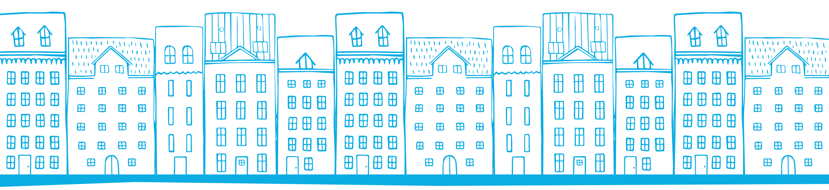 decorative background of hand-drawn row houses
