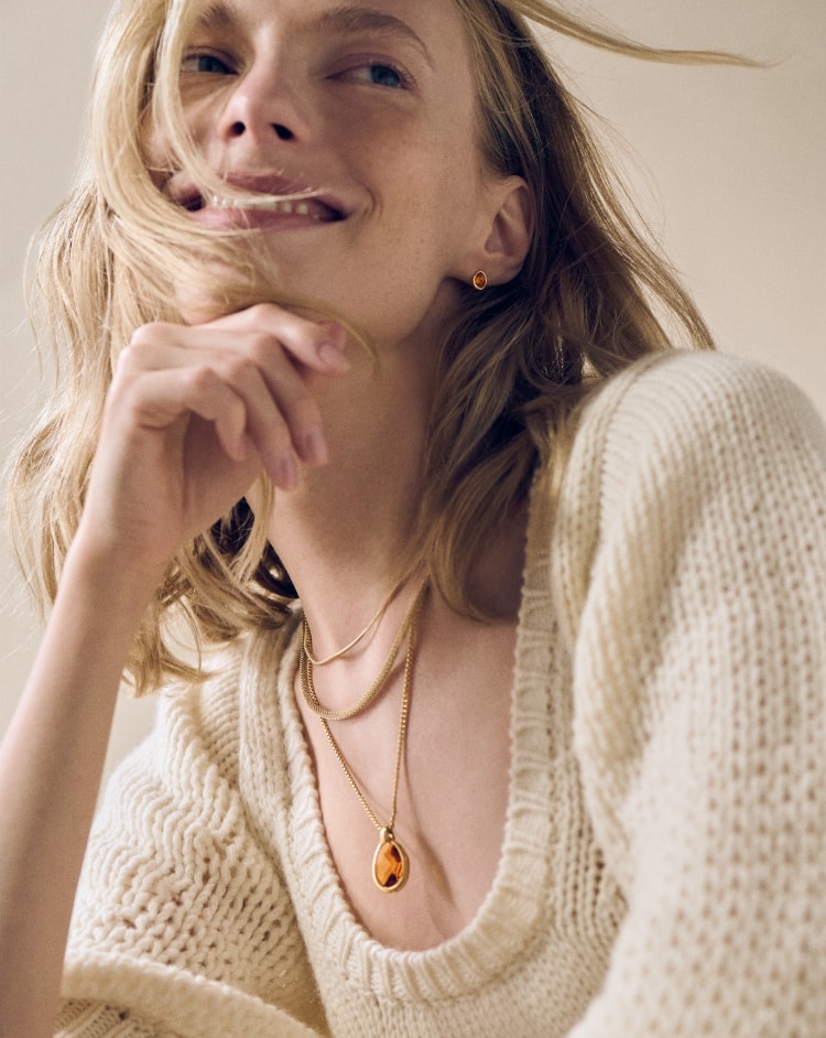 Image of a model wearing the Sea Glass necklace