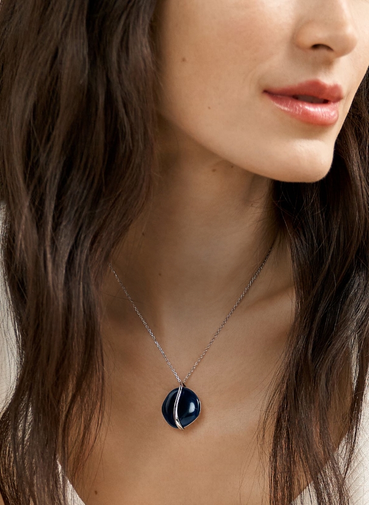Sofie Sea Glass Blue Organic Shaped Pendant Necklace SKJ1809040
