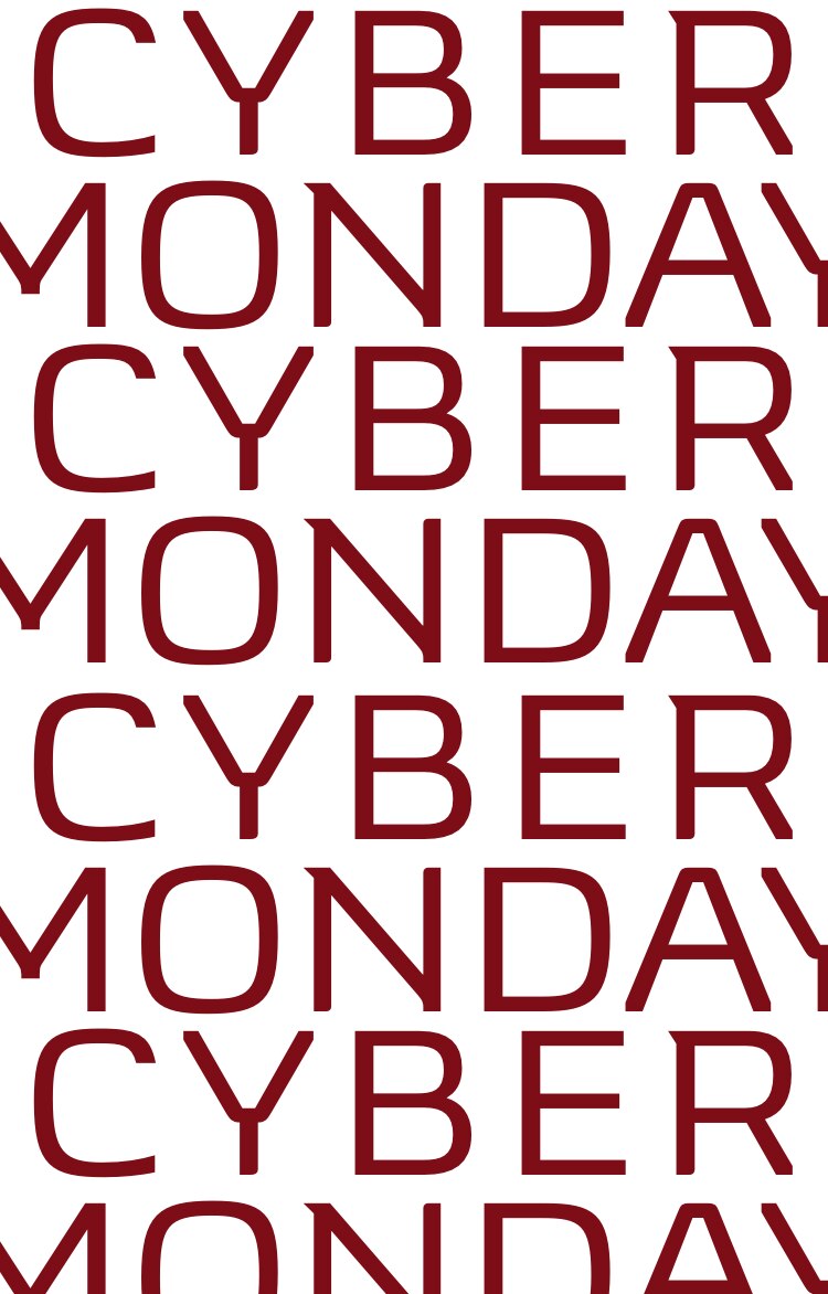 White Background with Cyber Monday in large letters