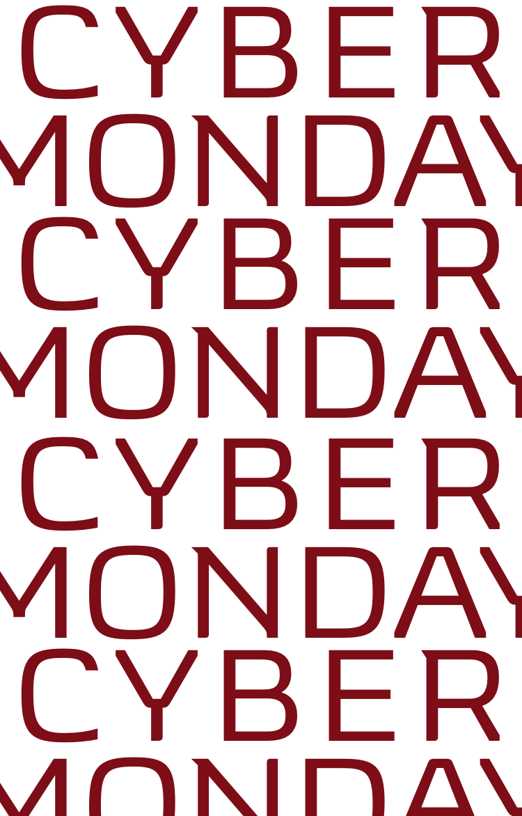 White Background with Cyber Monday in large letters