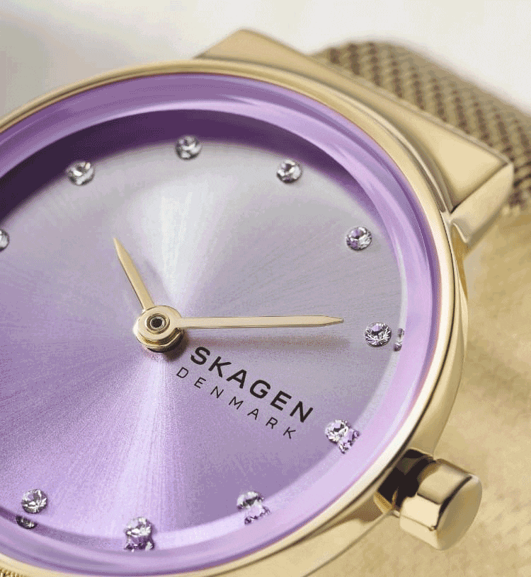 Image of watch with a lavender dial